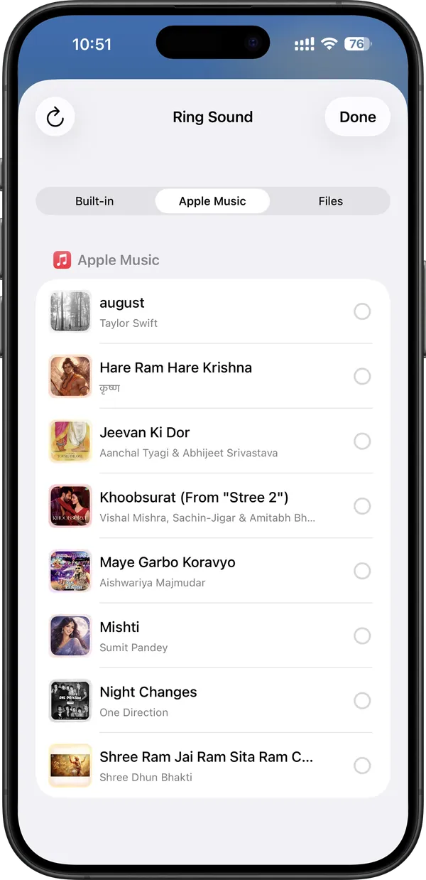 Choosing an Apple Music track as a ProAlarm alarm sound