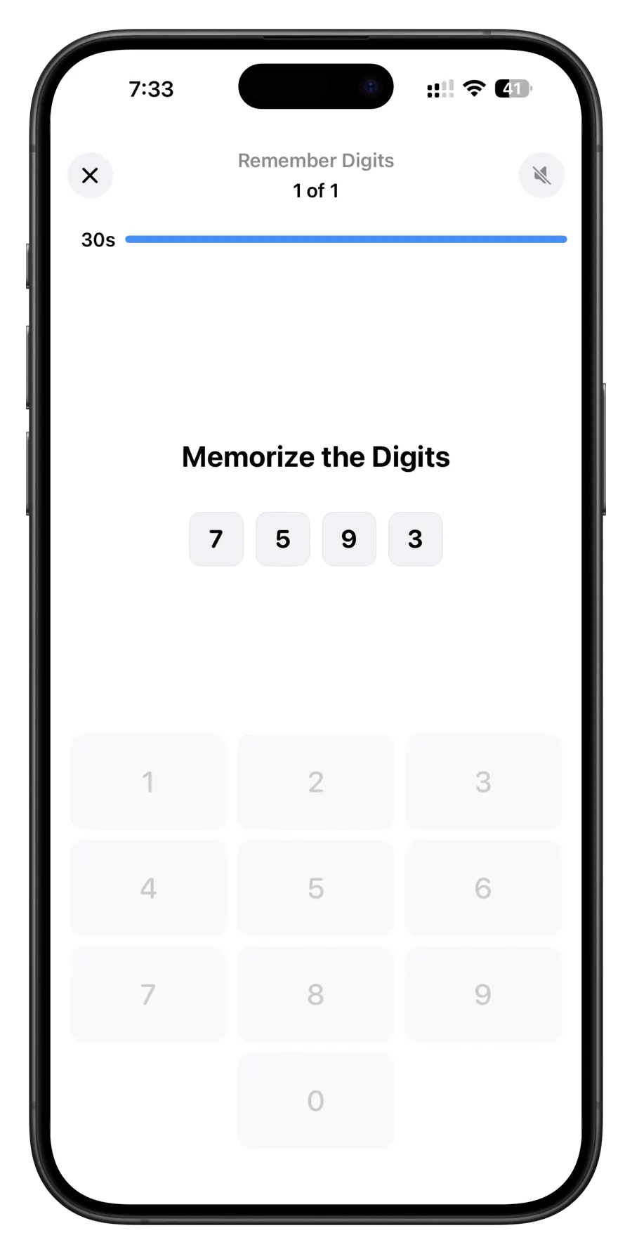 ProAlarm asking the user to recall a sequence of digits